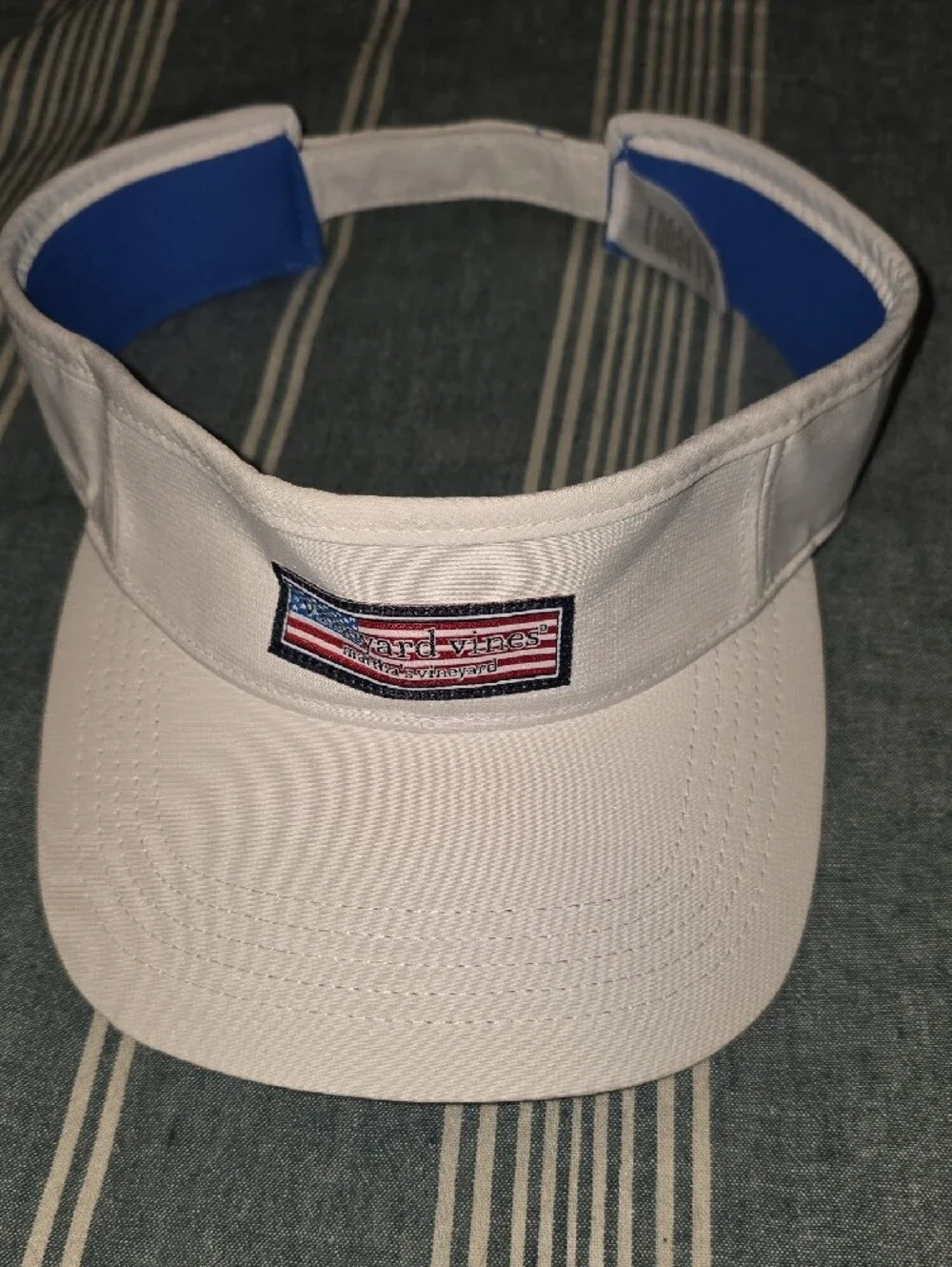 Vineyard Vines American Performance White Visor with American Flag Patch